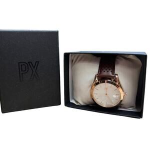 PX Perforated Leather Gold Tone Watch